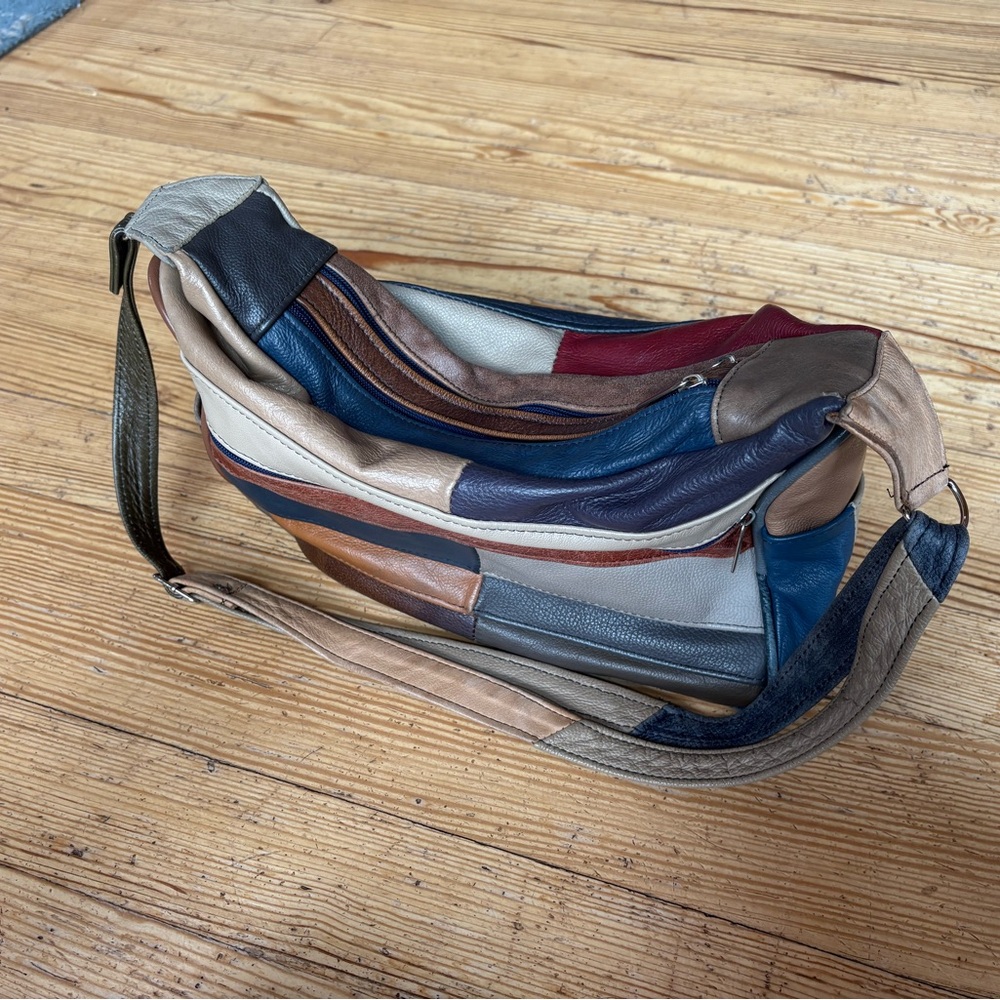 Multicolor Leather Patchwork Shoulder Bag - image 3